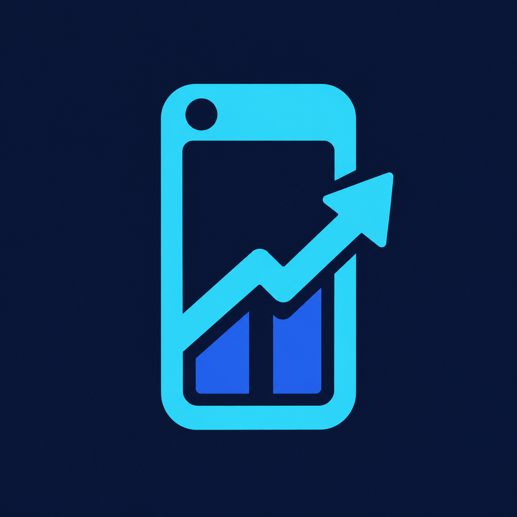 Original fan-wiki illustration of a smartphone and an upward growth arrow; not a gameplay screenshot